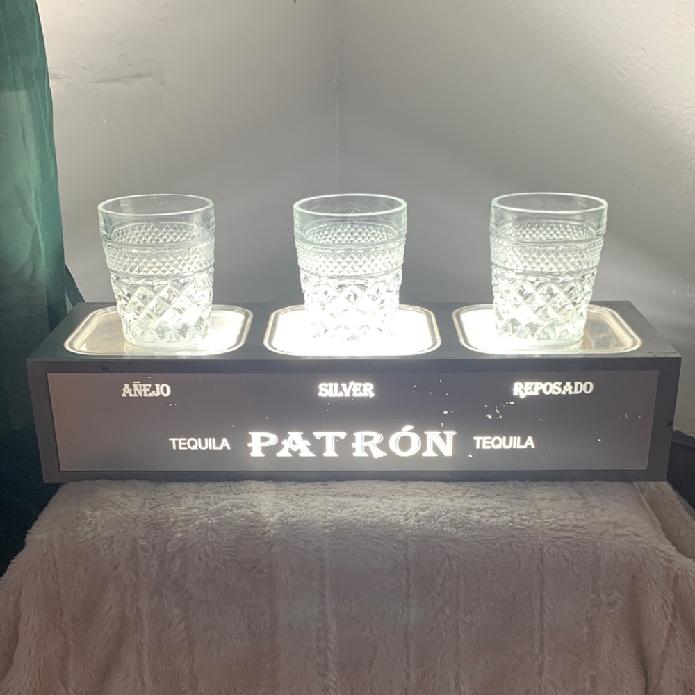 Patron Tequila Light Bar with Silver Accents